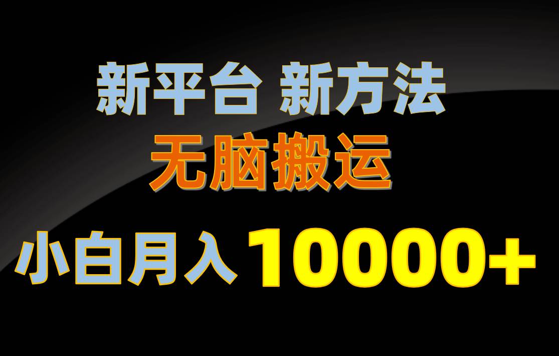 新平台新方法，无脑搬运，月赚10000+，小白轻松上手不动脑（免费分享）