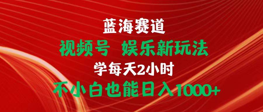 蓝海赛道视频号 娱乐新玩法每天2小时小白也能日入1000+