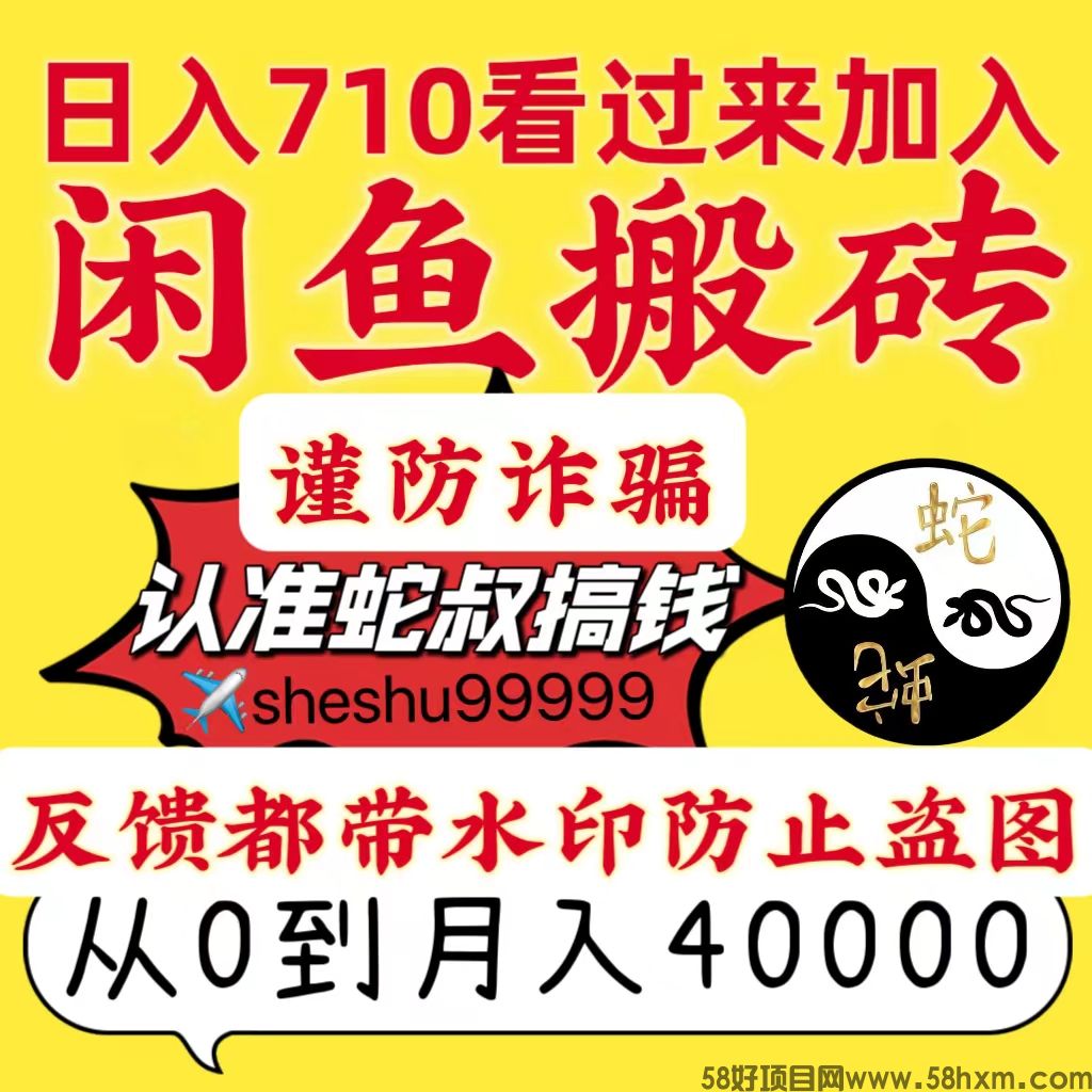 加入闲鱼，轻松获得710元日入。现在就行动，认准蛇叔指点你如何实现自由职业！"