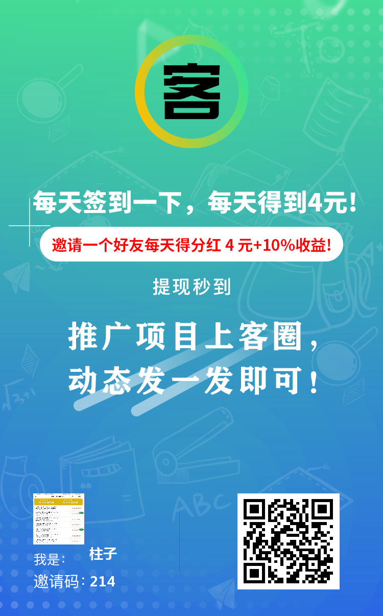 客圈首码发动态刷新得贡献点每日享分红，升级豆商天天享分红!