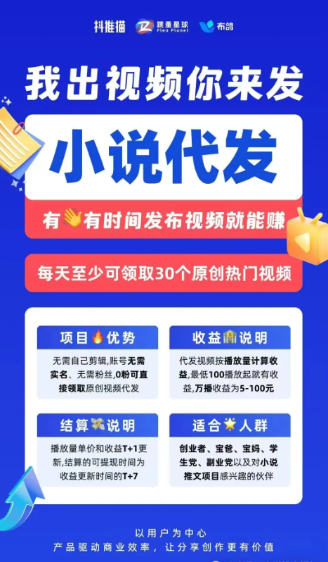 抖推猫代发达人代发视频日入1000+赚钱秘诀，不剪辑，不拍视频！