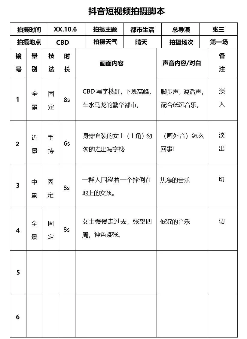 10套抖音短视频拍摄脚本通用模板！